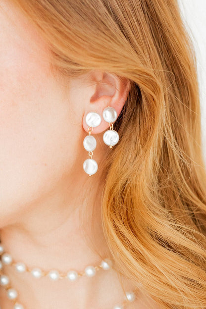Libby Drop Statement Earrings - 2 Pearl