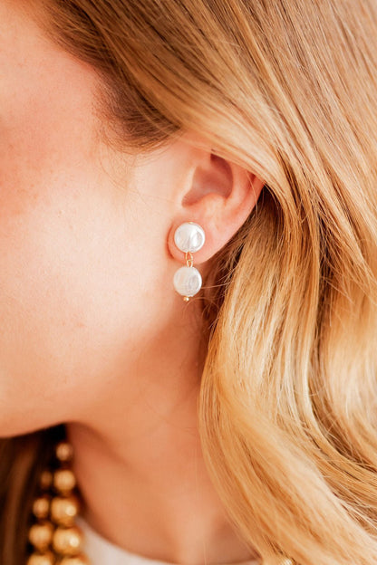 Libby Drop Statement Earrings - 2 Pearl