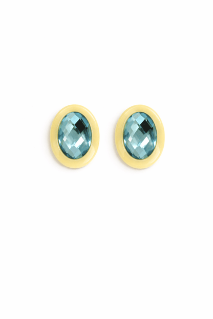 Olivia Statement Earrings Oval - Amalfi Blue