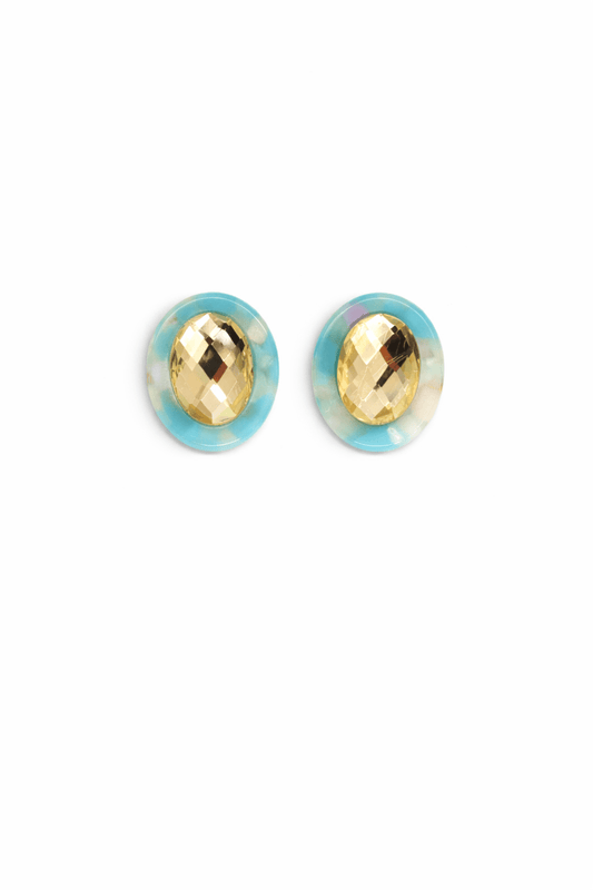 Olivia Statement Earrings Oval -  Lemon Drop