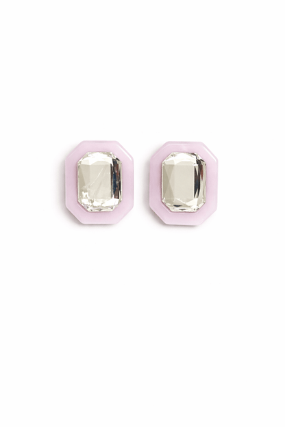 Olivia Statement Earrings Rectangle - Frosted Lilac