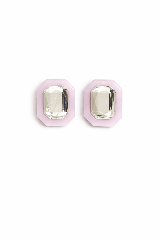 Olivia Statement Earrings Rectangle - Frosted Lilac