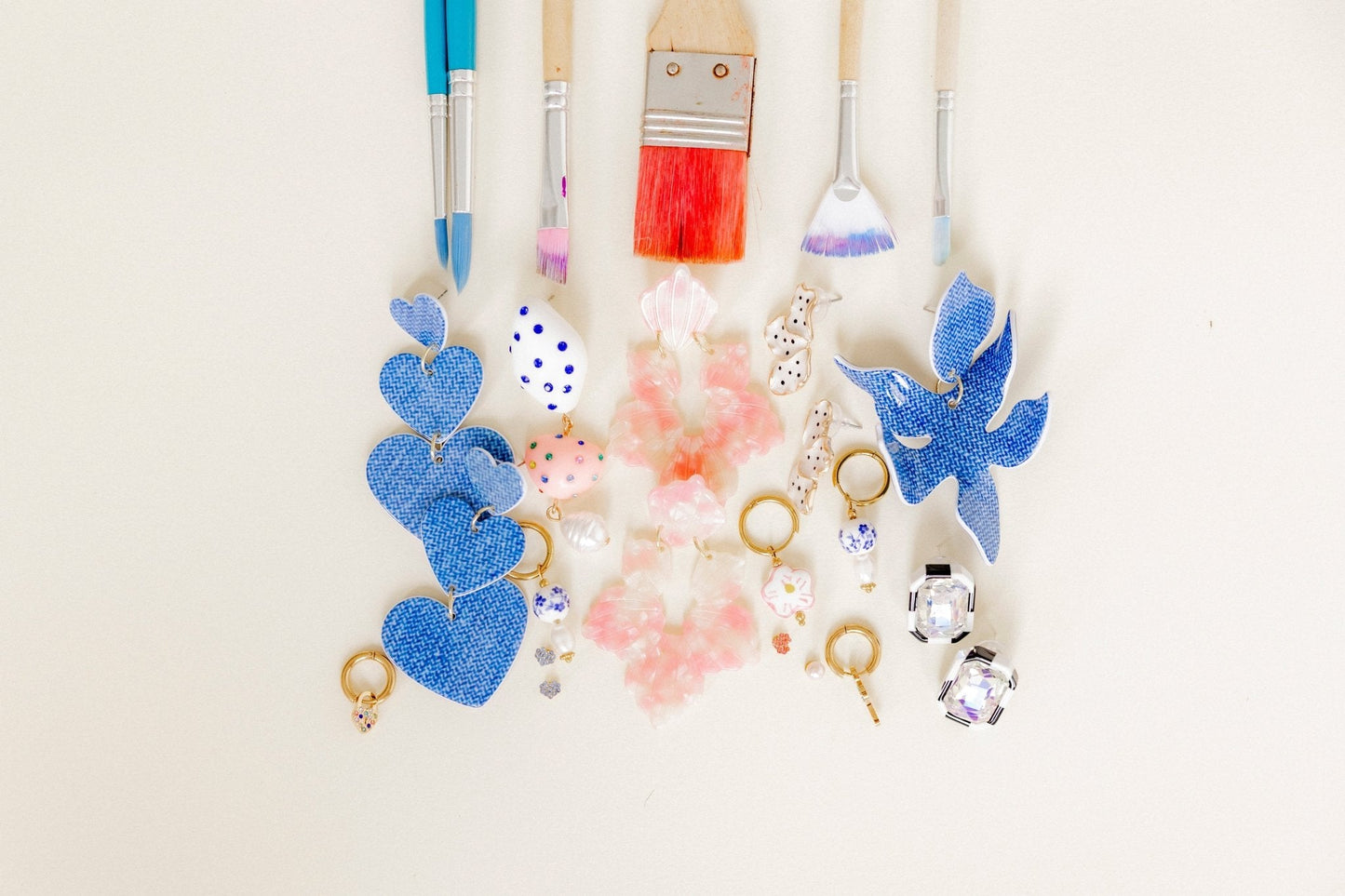 Penny Heart Statement Earrings - Denim