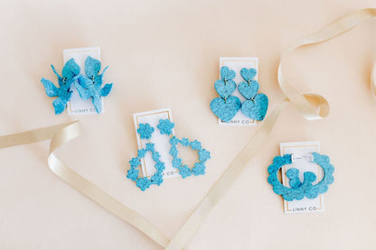 Penny Heart Statement Earrings - Turquoise
