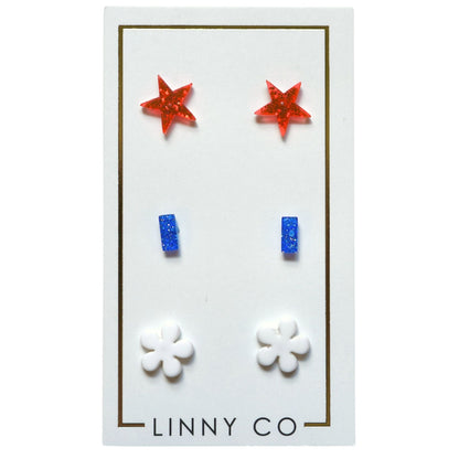Stud Trio Stud Earring Set - Americana